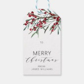 Winter Berry Script Vrolijke Kerstvakantie Cadeaulabel (Achterkant)