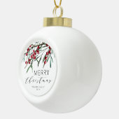 Winter Berry Script Vrolijke Kerstvakantie Keramische Bal Ornament (Rechts)