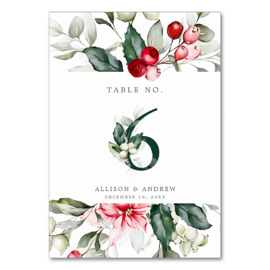 Winter Berry | Tabel nummer 6 Kaart (Voorkant)