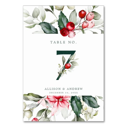 Winter Berry | Tabel nummer 7 Kaart (Voorkant)