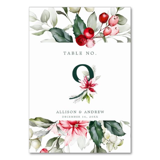 Winter Berry | Tabel nummer 9 Kaart (Achterkant)