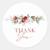 Winter Berry Thank You Ronde Sticker (Voorkant)