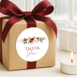 Winter Berry Thank You Ronde Sticker