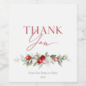 Winter Berry Thank You Wijn Etiket (Enkel label)