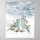 Winter Berry, vogels en sneeuw Poster (Voorkant)