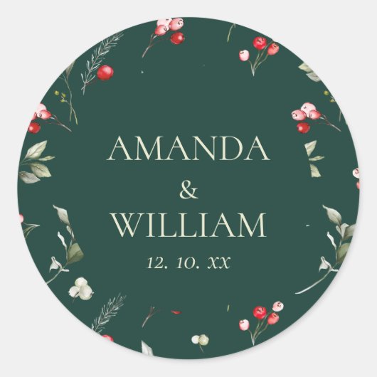 Winter Berry Wedding Sticker (Voorkant)