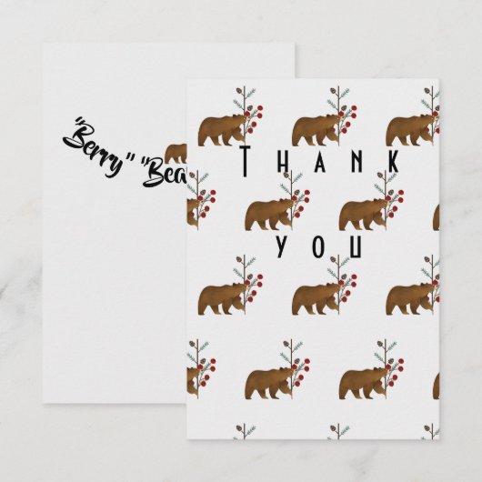 Winter Berry Woodland Baby shower - Hartelijk dank Bedankkaart (Voorkant / Achterkant)