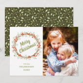 Winter Berry Wreath | Kerstfeest met foto's Feestdagenkaart (Voorkant / Achterkant)