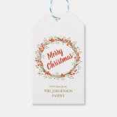 Winter Berry Wreath Kerstmis Cadeaulabel (Voorkant)