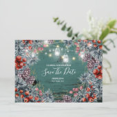 Winter bes slinger lichtjes Kerst verlichting Save The Date (Staand voorkant)