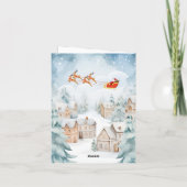 Winter besneeuwd dorp kerst feestdagen kaart (Achterkant)