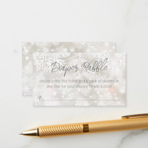 Winter besneeuwde pastel baby shower luierverlotin informatiekaartje