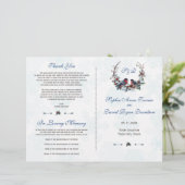 Winter bessen Bullfinch krans bruiloft programma (Staand voorkant)