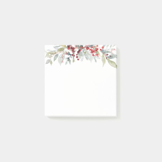 Winter bessen groen gebladerte bruiloft Kerstmis Post-it® Notes (Voorkant)