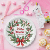 Winter bessen krans rode boog papieren bordje (Feest)