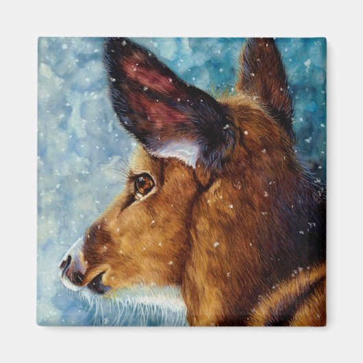 Winter betovering - Hertenmagneet Magneet (Voorkant)