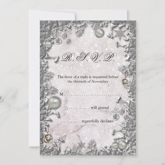 Winter betovering Kerstmis bruiloft RSVP Kaart (Voorkant)