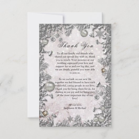 Winter betovering magische kerst bruiloft bedankkaart (Voorkant)