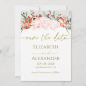 Winter Bewaar de datum Kaart vergulde Waterverf Bl (Voorkant)