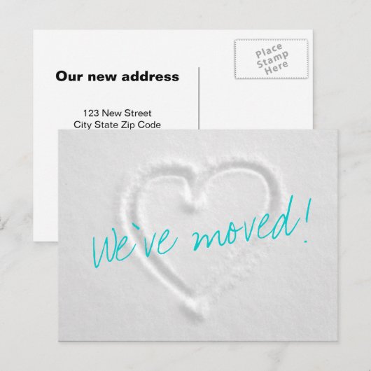 Winter Bewegende briefkaarten met getrokken hart i (Voorkant / Achterkant)