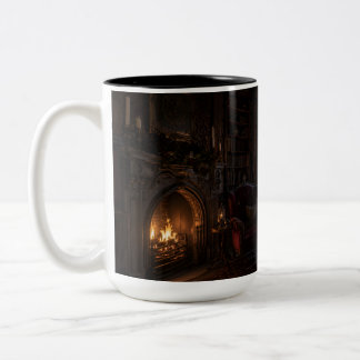 Winter Bibliotheek Boom Zwarte Mok | Soothing Sava