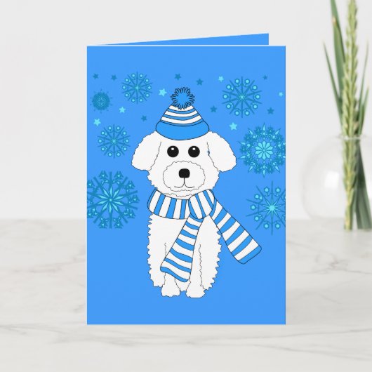 Winter Bichon Feestdagen Kaart (Voorkant)