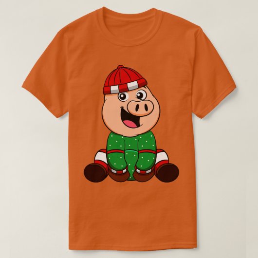 Winter Biglet Kerstmis Boer Varken T-shirt (Design voorkant)