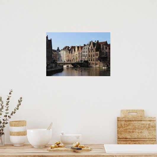 Winter bij de Kornlei in Gent, België Poster (Keuken)