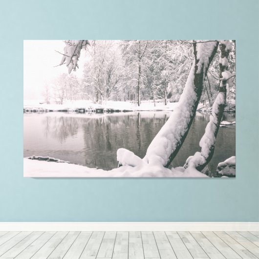 Winter bij de rivier canvas afdruk (Insitu (Houten vloer))