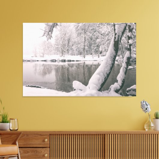 Winter bij de rivier canvas afdruk (Insitu (Woonkamer))