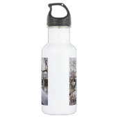 Winter bij Finley Dam Stainless Steel Water Bottle Waterfles (Achterkant)