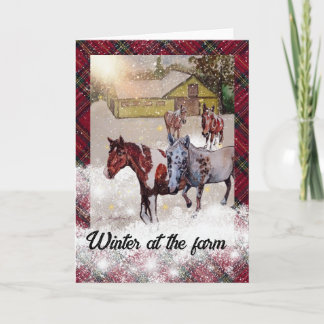 Winter bij het boerderij Red Plaid