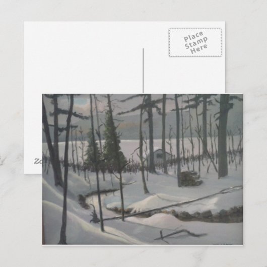 winter bij het meer briefkaart (Voorkant / Achterkant)