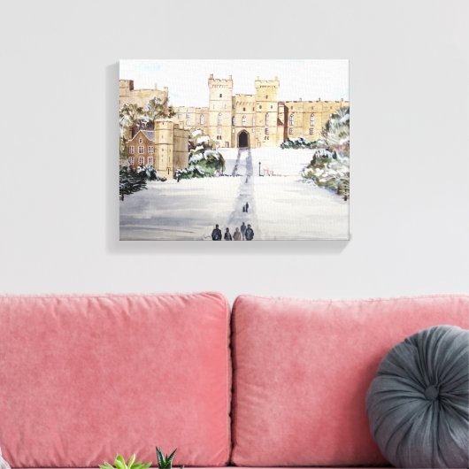 Winter bij het schilderen van het kasteel van Wind Canvas Afdruk (Insitu (Woonkamer))