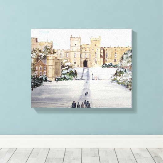 Winter bij het schilderen van het kasteel van Wind Canvas Afdruk (Insitu (Houten vloer))