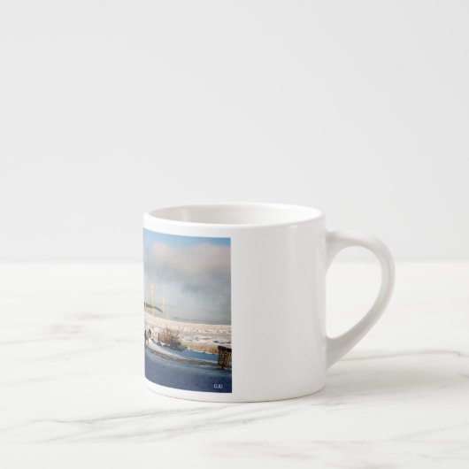 Winter bij Mackinac Bridge espresso mok (Rechts)