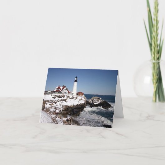 Winter bij Portland Head Light Kaart (Voorkant)