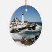 Winter bij Portland Head Light Keramisch Ornament (Rechts)