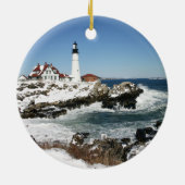 Winter bij Portland Head Light Keramisch Ornament (Achterkant)