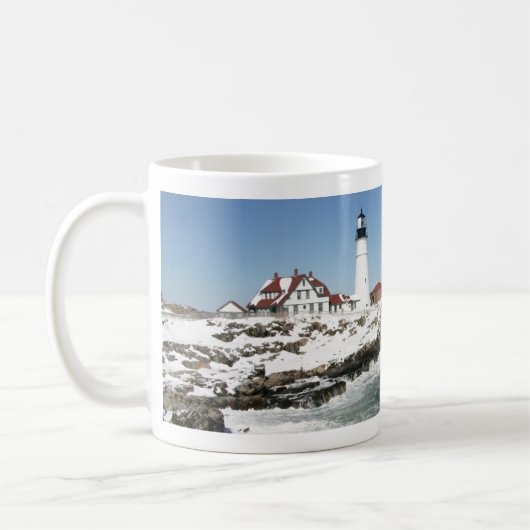 Winter bij Portland Head Light Koffiemok (Links)