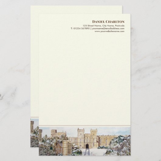 Winter bij Windsor Castle geschilderd briefpapier (Voorkant / Achterkant)