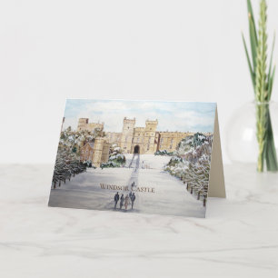 Winter bij Windsor Castle Landschapsschilderij Feestdagen Kaart
