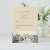 Winter bij Windsor Castle Wedding Response RSVP Kaartje (Staand voorkant)