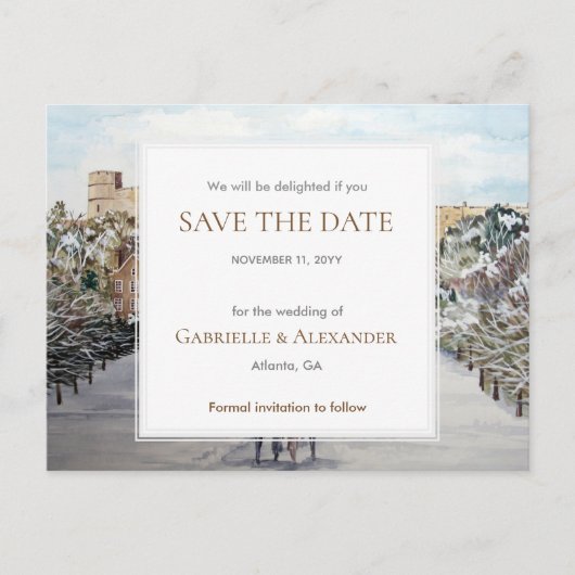 Winter bij Windsor Castle Wedding Save The Date Aankondigingskaart (Voorkant)