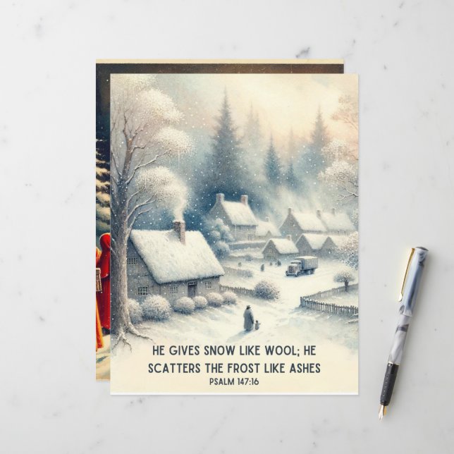 Winter Bijbel Verzen Papier Craft Cardstock (Voorkant / Achterkant in situ)