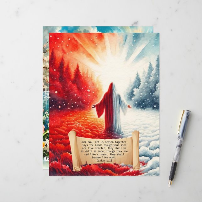 Winter Bijbelverzen Paper Craft Cardstock (Voorkant / Achterkant in situ)