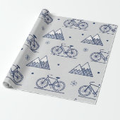 Winter Bike Mountain Wrapper Cadeaupapier (Uitgerold)