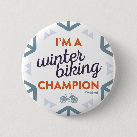 Winter Biking Champion - Grote pop Ronde Button 5,7 Cm (Voorkant)