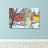 Winter Binnenplaats Landschap Pastel Schilderen Ku Canvas Afdruk (Insitu (Houten vloer))