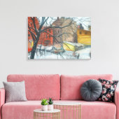 Winter Binnenplaats Landschap Pastel Schilderen Ku Canvas Afdruk (Insitu (Woonkamer))